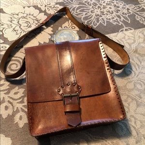Italian authentic leather handbag. Postman pouch